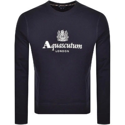 Shop Aquascutum Waterfield Crew Neck Sweatshirt Navy