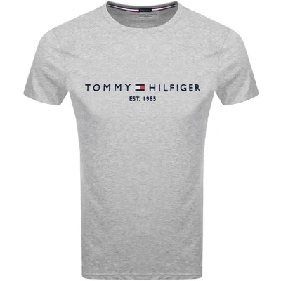 Tommy Hilfiger Embroidered Flag Logo T-shirt In Marl-grey | ModeSens