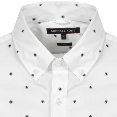 Shop Michael Kors Box Print Short Sleeve Shirt White