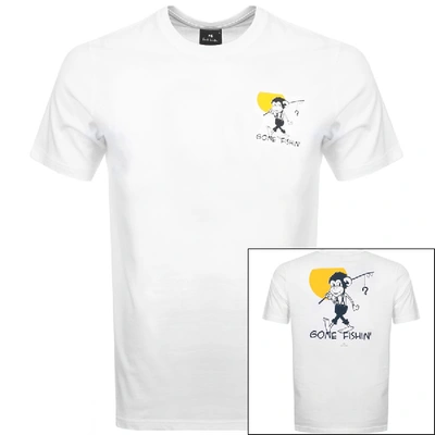 Paul Smith Ps By Gone Fishing Logo T Shirt White