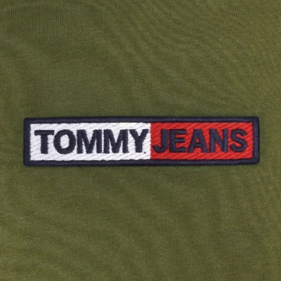 Shop Tommy Jeans Embroidered Box Logo Hoodie Khaki