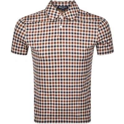 Shop Aquascutum Andy Short Sleeve Polo T Shirt Brown