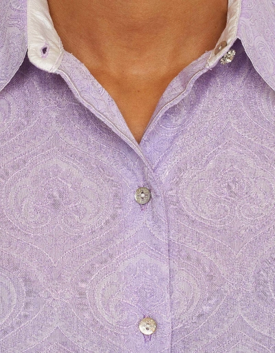 Shop Robert Graham Oria 3/4 Sleeve Shirt In Lavander