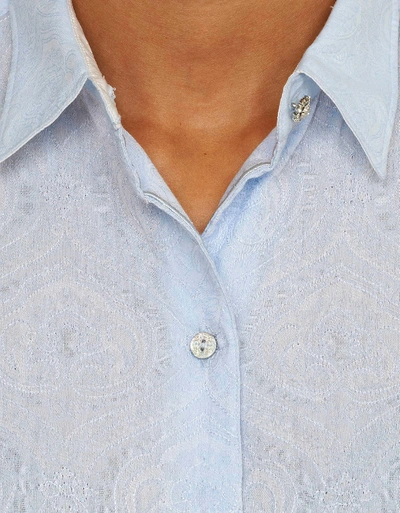 Shop Robert Graham Oria 3/4 Sleeve Shirt In Lavander