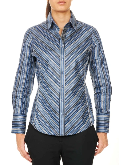 Shop Robert Graham Glorious Stripped Shirt In Blue