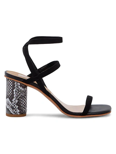 Shop Dolce Vita Nancy Cylinder-heel Strappy Sandals In Black