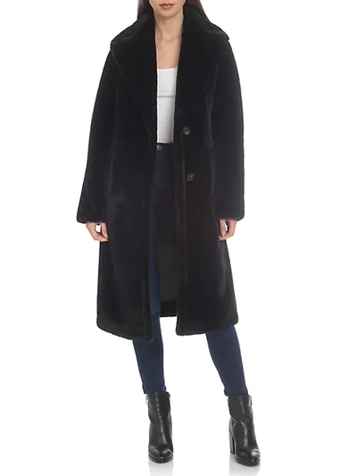 Shop Avec Les Filles Oversized-fit Bonded Faux Fur Midi Coat In Black