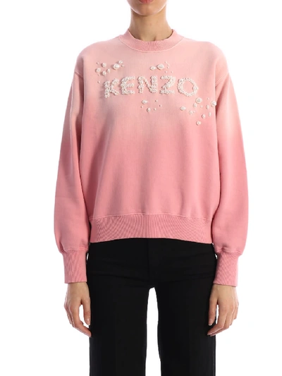 Shop Kenzo Sweatshirt Pearls Logo Pink