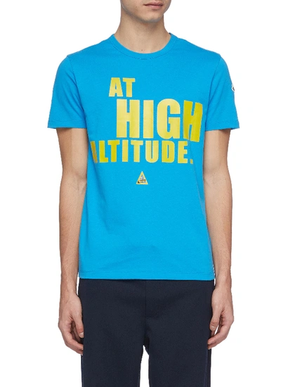 Shop Moncler 'at High Altitude' Print T-shirt In Blue