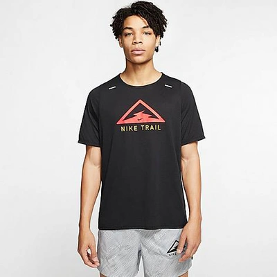 Shop Nike Men's Rise 365 Trail T-shirt In Black