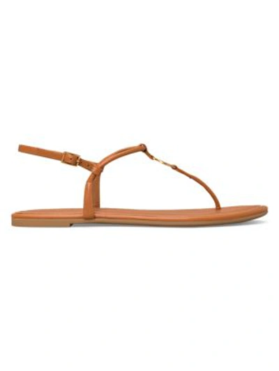 Shop Tory Burch Emmy Leather Thong Sandals In Amber