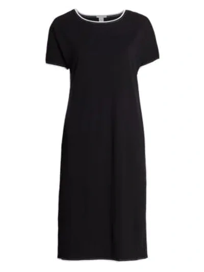 Shop Joan Vass, Plus Size Trim Caftan Dress In Black