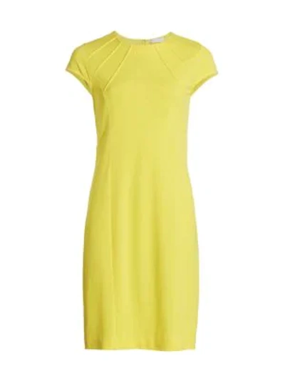 Shop Joan Vass Petite Stretch-pique Sheath Dress In Yellow