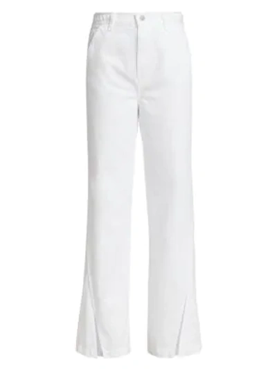 Shop J Brand Joan High-rise Braided Split Hem Wide-leg Jeans In Braided White