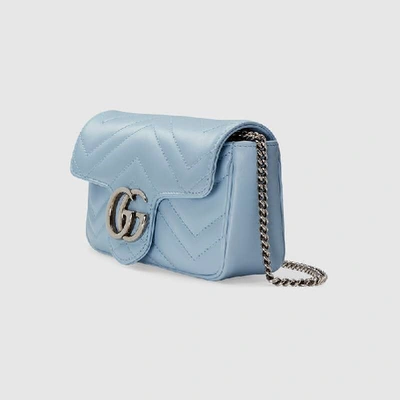 Shop Gucci Gg Marmont Matelassé Leather Super Mini Bag In Blue