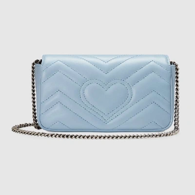 Shop Gucci Gg Marmont Matelassé Leather Super Mini Bag In Blue