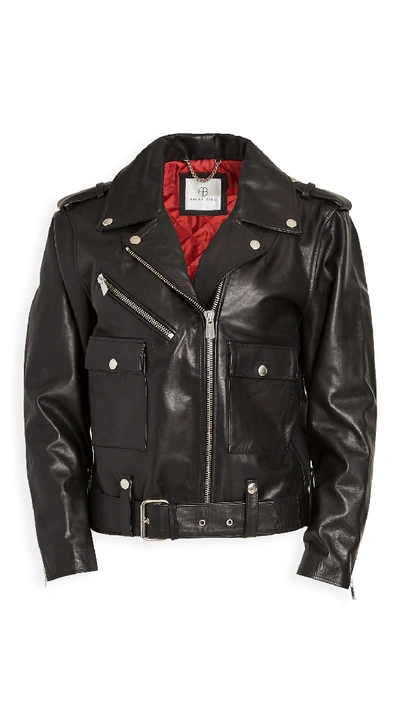 Shop Anine Bing Maverick Leather Jacket In Black