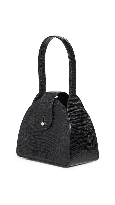 Shop L'afshar Paloma Shoulder Bag In Black Lizard