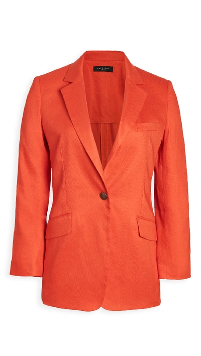 Shop Rag & Bone Ames Linen Blazer In Orange Flame