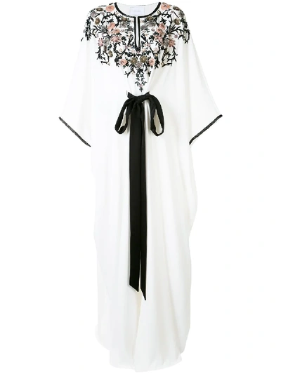 Shop Marchesa Floral Embellished Kaftan In White