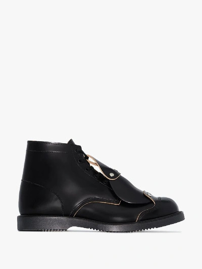 Shop Comme Des Garçons Homme Deux Black Hp Safety Toe Tag Leather Boots