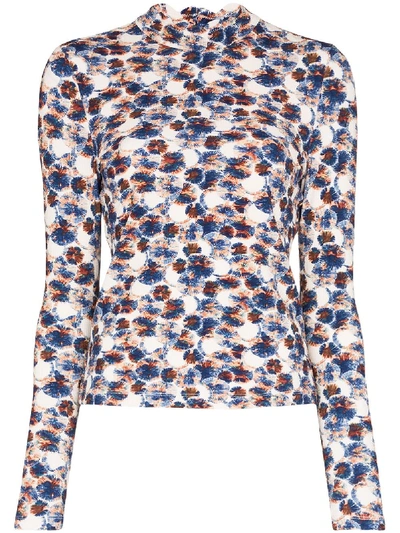 Shop Marysia Rashguard Watercolour-print Top In Blue