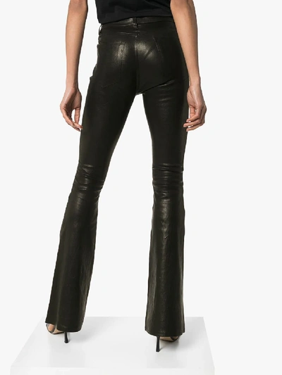 Shop Frame Denim Le High Flare Leather Trousers In Black
