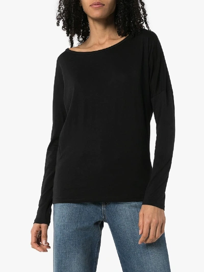 Shop Frame Le Mid Rise Garcon Long Sleeve T-shirt In Black