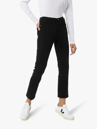 Shop Frame Le High Straight Leg Jeans - Women's - Cotton/elastane/polyester In Black