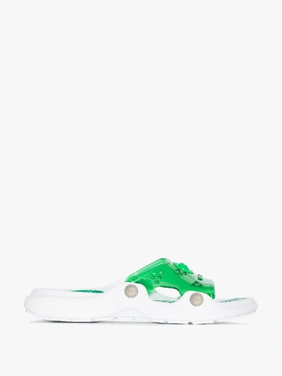 Shop Versace Green Medusa Strap Pvc Slides