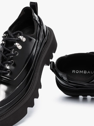 Shop Rombaut Black Olov Faux Leather Derby Shoes
