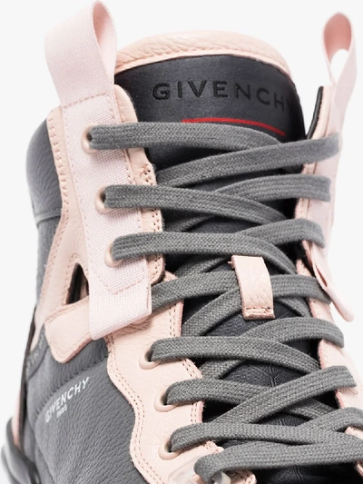 Shop Givenchy Pink And Grey Wing High Top Leather Sneakers