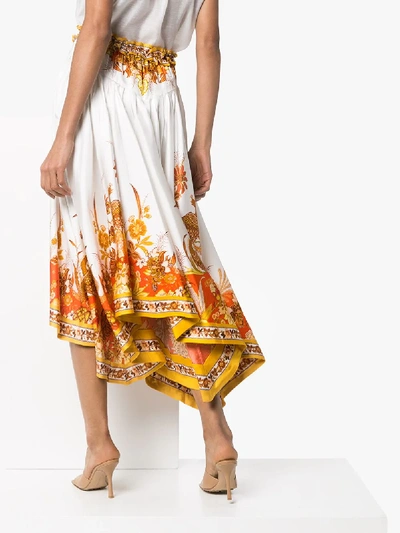 Shop Zimmermann Brightside Silk Midi Skirt In White