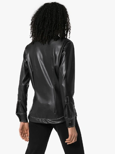 Shop Markoo Faux Leather Shirt In Black