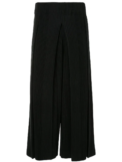 Shop Issey Miyake Voidy Pleated Wide-leg Trousers In Black