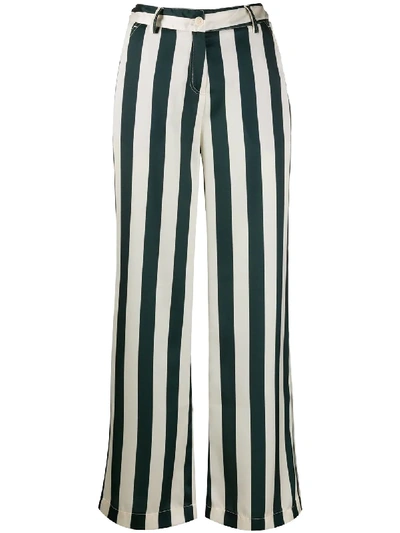 Shop Jejia Striped Wide-leg Trousers In Neutrals