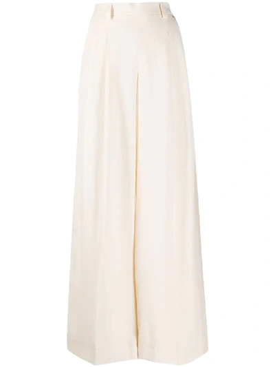 Shop Twinset Pleated Wide-leg Trousers In White