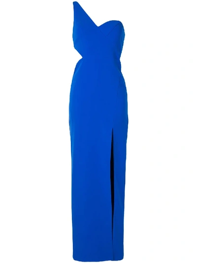 Shop Aidan Mattox One Shoulder Gown In Blue