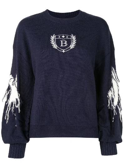 Shop Bapy Embroidered Crew Neck Jumper In Blue