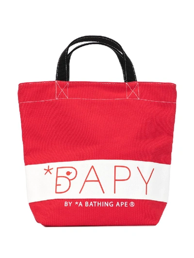 Shop Bapy Signature Canvas Tote In Red