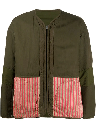 Shop Visvim Contrast-panel Reversible Bomber Jacket In Green