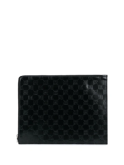 Shop Misbhv Embossed Logo Leather Clutch In Black