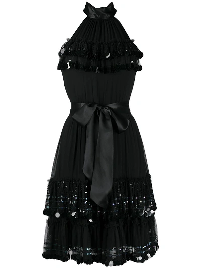 Shop Temperley London Sylvan Chiffon Halterneck Dress In Black