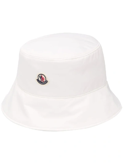 Shop Moncler Logo Patch Bucket Hat In White