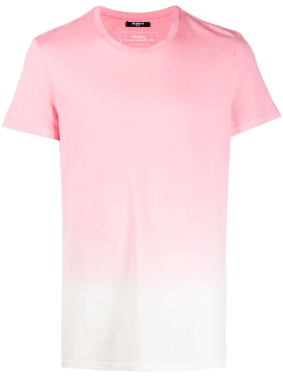 Shop Balmain Ombré Cotton T-shirt In Pink