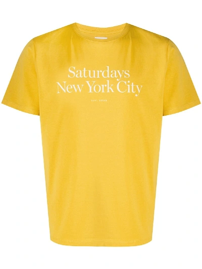 Shop Saturdays Surf Nyc Logo Print T-shirt In Yellow