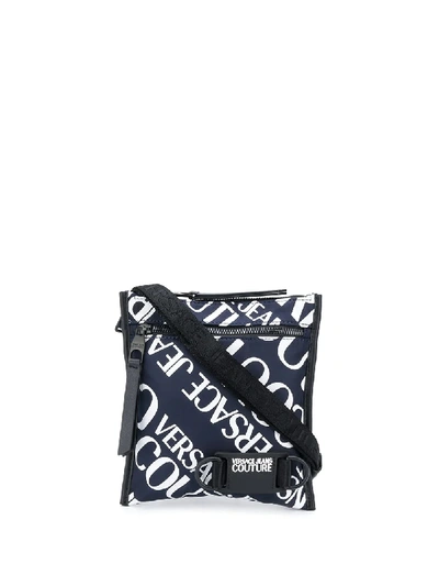 Shop Versace Jeans Couture Logo-print Shoulder Bag In Blue