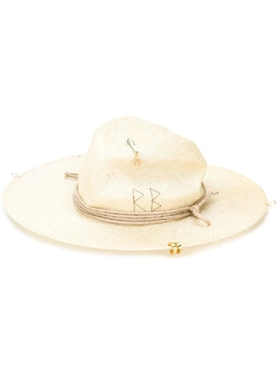 Shop Ruslan Baginskiy Charm-embellished Fedora Hat In Neutrals