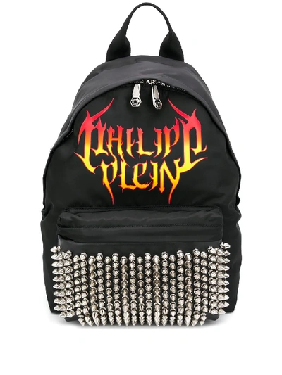 Shop Philipp Plein Flame Logo-print Backpack In Black