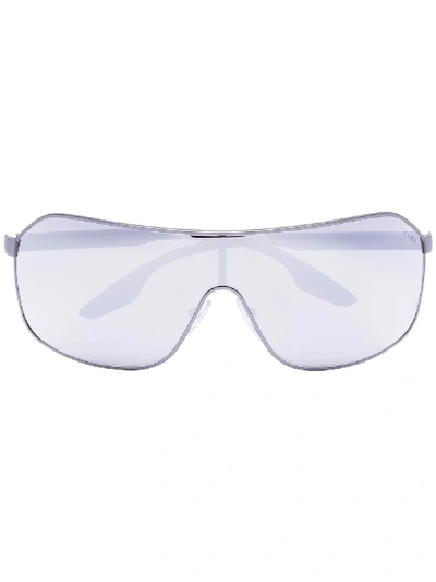 Shop Prada Sport Mirrored Aviator Sunglasses In Grey